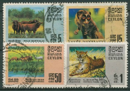 Ceylon 1970 Wildtiere Wasserbüffel Axishirsch Leopard 395/98 gestempelt