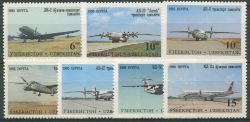 Usbekistan 1995 Flugzeuge aus dem Tschkalow-Werk 77/83 postfrisch