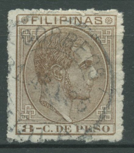 Philippinen 1880 König Alfons XII. von Spanien 74 gestempelt, Mängel
