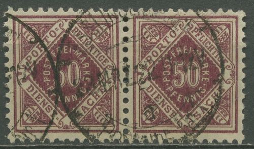 Württemberg Dienstmarken 1921 Ziffer in Raute 154 waagerechtes Paar gestempelt