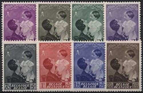 Belgien 1937 Königin-Astrid-Erinnerungsfonds 443/50 mit Falz