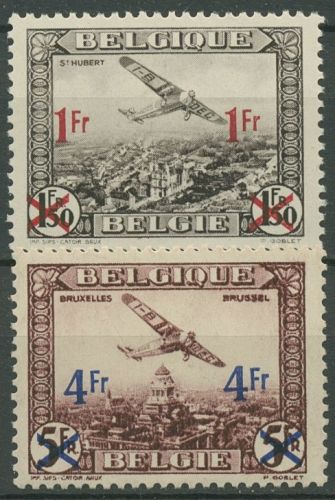 Belgien 1935 Flupostmarken mit neuen Wertaufdrucken 399/400 mit Falz