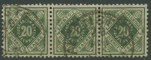 Württemberg Dienstmarken 1921 Ziffer in Raute 152 3er-Streifen gestempelt