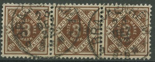 Württemberg Dienstmarken 1921 Ziffer in Raute 158 3er-Streifen gestempelt