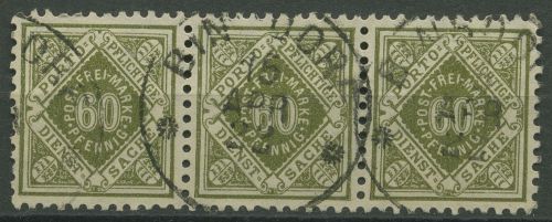 Württemberg Dienstmarken 1921 Ziffer in Raute 155 3er-Streifen gestempelt