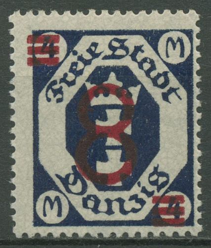 Danzig 1922 Freimarke Kleines Staatswappen mit Aufdruck 102 mit Falz