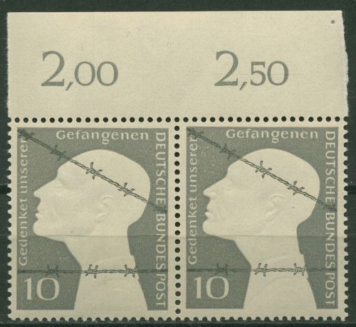 Bund 1953 Deutsche Kriegsgefangene,Paar mit Oberrand 165 OR postfrisch