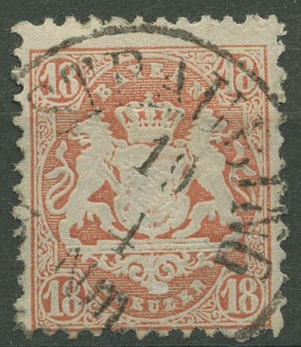 Bayern 1870 Staatswappen 18 Kreuzer 27 Yb gestempelt