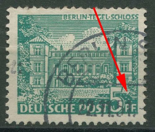 Berlin 1949 Berliner Bauten mit Plattenfehler 44 IX gestempelt, Zahnfehler
