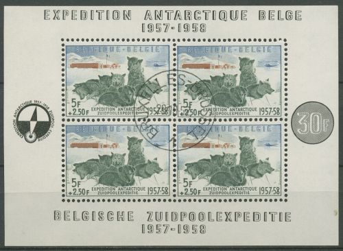 Belgien 1957 Südpolarexpedition Schlittenhunde Block 25 gestempelt (C40689)