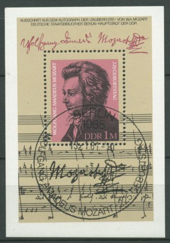 DDR 1981 Komponist Wolfgang A.Mozart Block 62 Sonderstempel gestempelt (C96826)