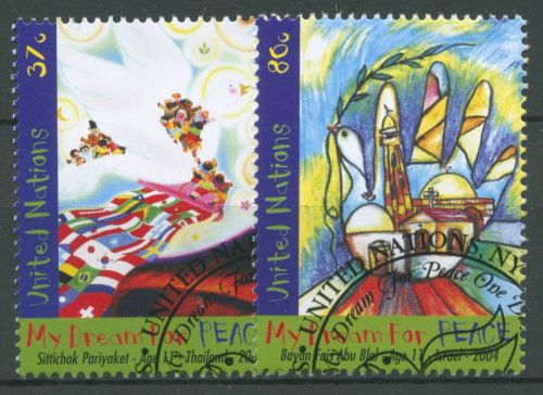 UNO New York 2004 Weltfriedenstag Zeichnungen 966/67 gestempelt