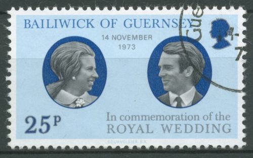 Guernsey 1973 Hochzeit Prinzessin Anne & Mark Phillips 88 gestempelt