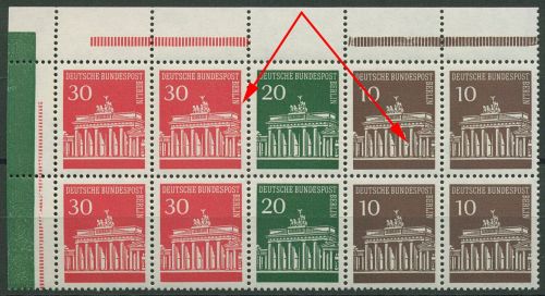 Berlin Heftchenblatt 1966 Br. Tor Plattenfehler H-Blatt 13 III postfrisch