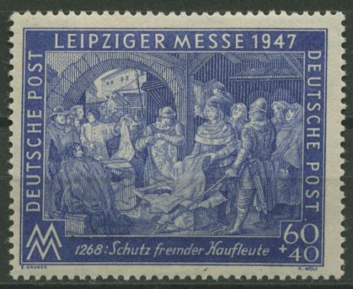 Alliierte Besetzung 1947 Messe WZ Stufen flach fallend 942 I C Z mit Falz