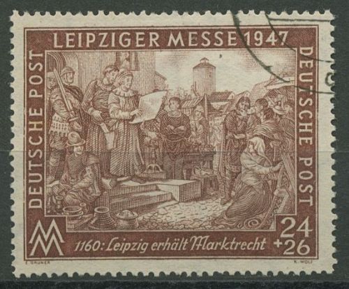 Alliierte Besetzung 1947 Messe, WZ Stufen flach fallend 941 II B Z gestempelt