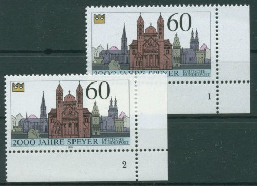 Bund 1990 Speyer Dom Bauwerke Formnummer 1444 Ecke 4 FN 1,2 postfrisch (E1762)