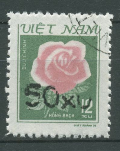 Vietnam 1984 Freimarken Blumen Rose MiNr.1125 mit Aufdruck 1440 gestempelt