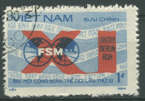 Vietnam 1986 Weltgewerkschaftsbund 1719 gestempelt