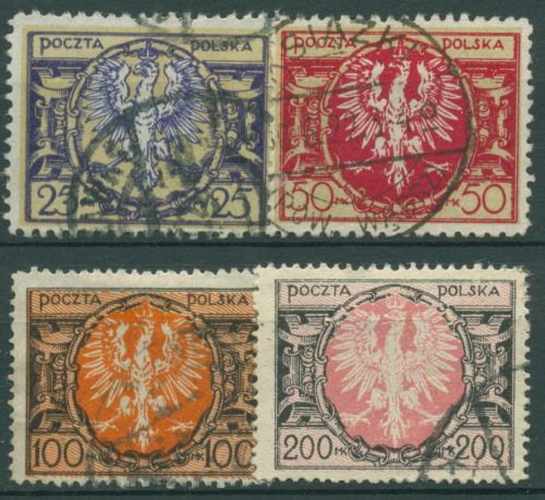 Polen 1921 Großer Adler auf Schild 171/74 gestempelt