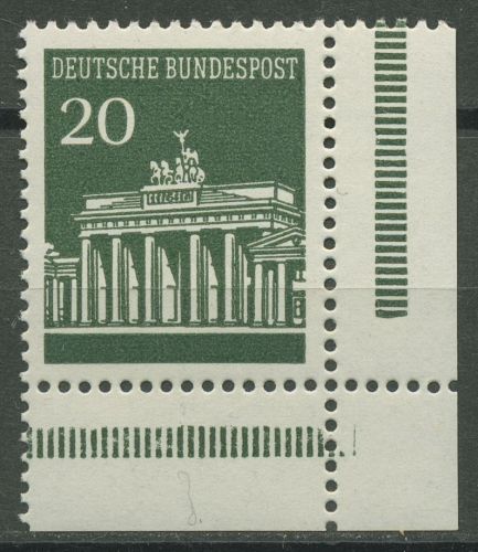 Bund 1966 Brandenburger Tor Ecke aus MHB, 507 ER 13.4 postfrisch