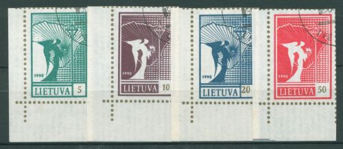 Litauen 1990 Friedensengel 461/64 Ecke gestempelt
