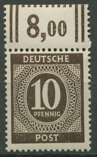 All. Besetzung 1946 I. Kontrollratsausg. Oberrand 918 b W OR postfrisch geprüft