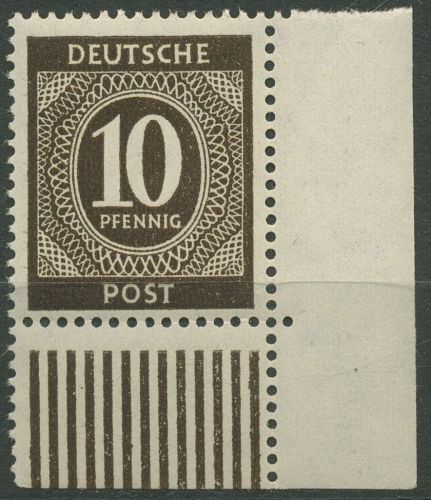All. Besetzung 1946 I. Kontrollratsausgabe 918 b W UR Ecke 4 postfrisch geprüft