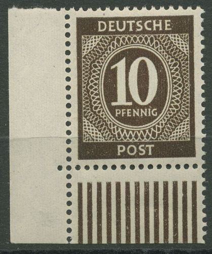 All. Besetzung 1946 I. Kontrollratsausgabe 918 b W UR Ecke 3 postfrisch geprüft