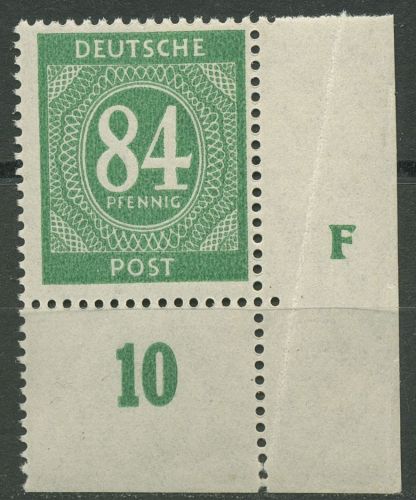 All. Besetzung 1946 Ecke mit Druckerzeichen F 936 DZ 1 postfrisch, Rand geknickt