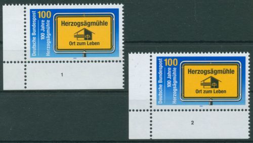 Bund 1994 Herzogsägmühle Formnummer 1740 Ecke 3 FN 1,2 postfrisch (E2262)