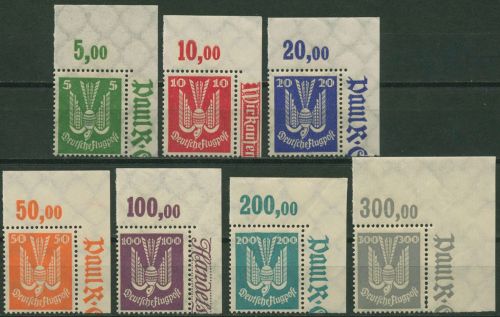 Deutsches Reich 1924 Flugpostmarken Holztaube 344/50 Ecke 2 postfrisch