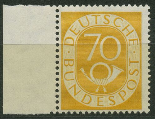 Bund 1951 Posthorn Bogenmarken mit Seitenrand 136 SR. li. postfrisch geprüft
