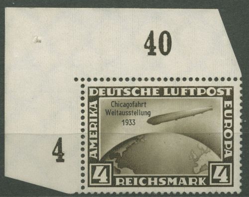 Deutsches Reich 1933 Chicagofahrt 498 Ecke 1 mit Neugummierung (R80619)