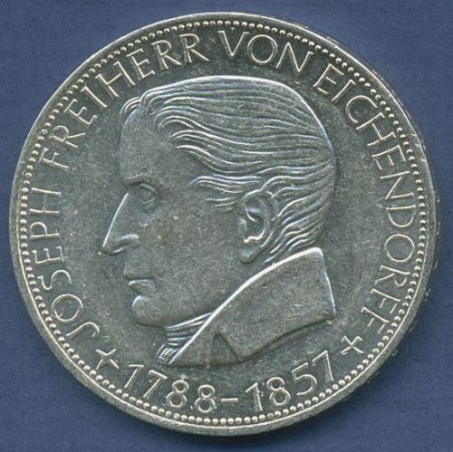 Deutschland 5 DM 1957 Joseph Freiherr v. Eichendorff, J 391 ss-vz (m6589)
