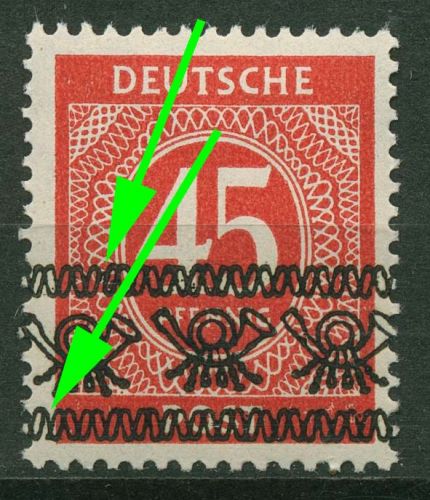 Bizone 1948 Ziffern Bandaufdruck mit Aufdruckfehler 65 I AF PII postfrisch