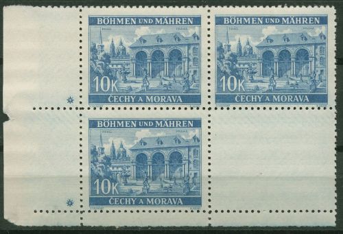 Böhmen & Mähren 1940 ZD mit Leerfeld Ecke 60 VBE-3 postfrisch, Kreuz im Stern