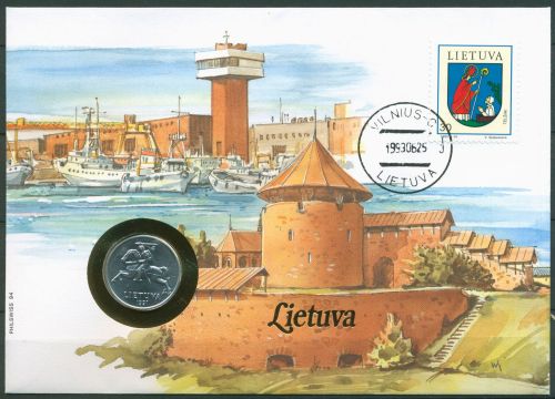Litauen 1993 Burg Trakai Hafen Numisbrief 5 Centai (N265)