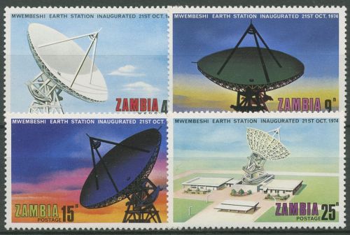 Sambia 1974 Eröffnung der Erdfunkstelle in Mwembeshi 137/40 postfrisch