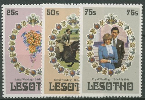 Lesotho 1981 Hochzeit von Prinz Charles und Diana Spencer 344/46 postfrisch