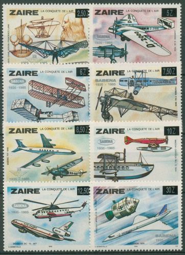 Kongo - Zaire 1985 50 Jahre Linienflüge nach Belgien SABENA 880/87 postfrisch