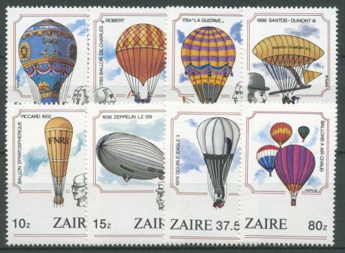 Kongo - Zaire 1984 200 Jahre Luftfahrt Ballon Luftschiff 867/74 postfrisch