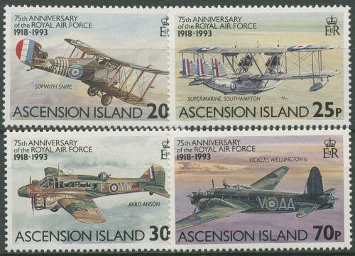 Ascension 1993 75 Jahre Royal Air Force Flugzeuge 602/05 postfrisch