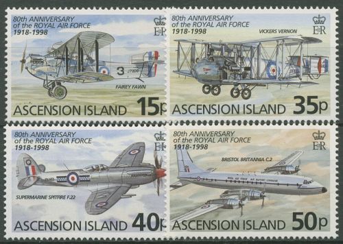 Ascension 1998 80 Jahre Royal Air Force Flugzeuge 755/58 postfrisch