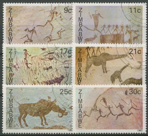 Simbabwe 1982 Felsmalereien Jäger Giraffen Warzenschwein 259/64 gestempelt