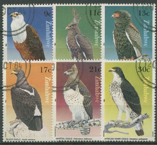 Simbabwe 1984 Greifvögel Kaffernadler Gaukler Schopfadler 297/302 gestempelt