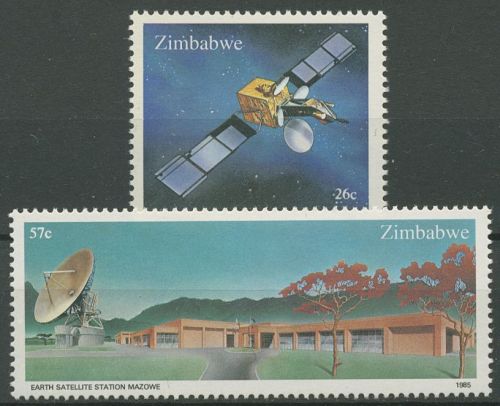 Simbabwe 1985 Erdfunkstelle Mazowe Satellit Intelsat-V 307/08 postfrisch