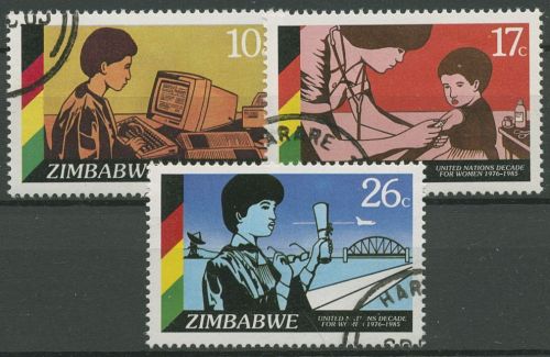 Simbabwe 1985 Frauendekade d. Vereinten Nationen UNO Studentin 335/37 gestempelt