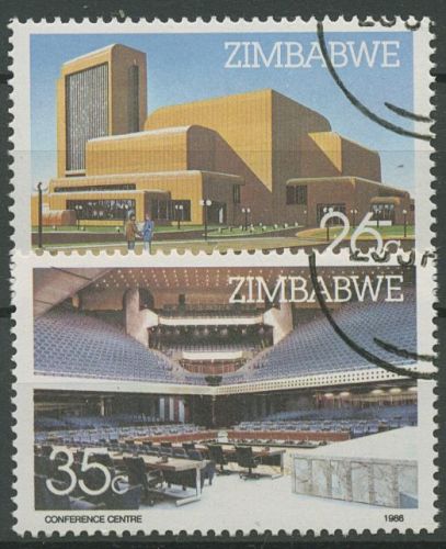 Simbabwe 1986 Harare-Konferenzzentrum 338/39 gestempelt