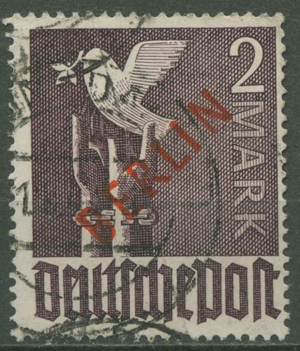 Berlin 1949 Rotaufdruck 34 gestempelt, Marke geknickt (R80873)